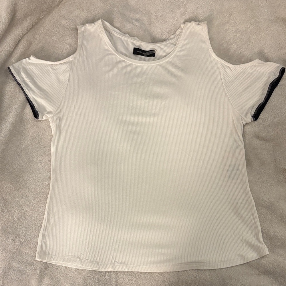 Ivanka Trump White Tee with Black Trim